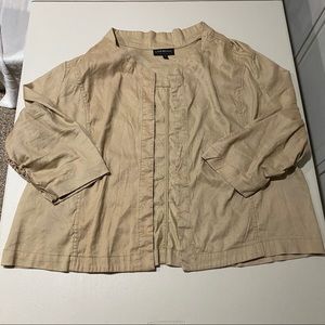 Lane Bryant Plus Size 28 Beige Khaki Linen Blend Lightweight Open Front Jacket